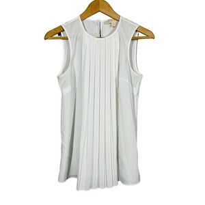 Michael Kors Sleeveless Tunic Pleated Front Ivory White - S